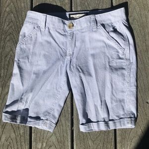 White and blue stripped Abercrombie shorts